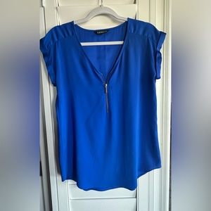 Express Royal Blue V-Neck Top